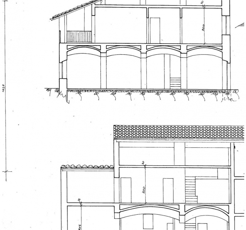 sezione completa dei piani del casale di Odalengo Piccolo 